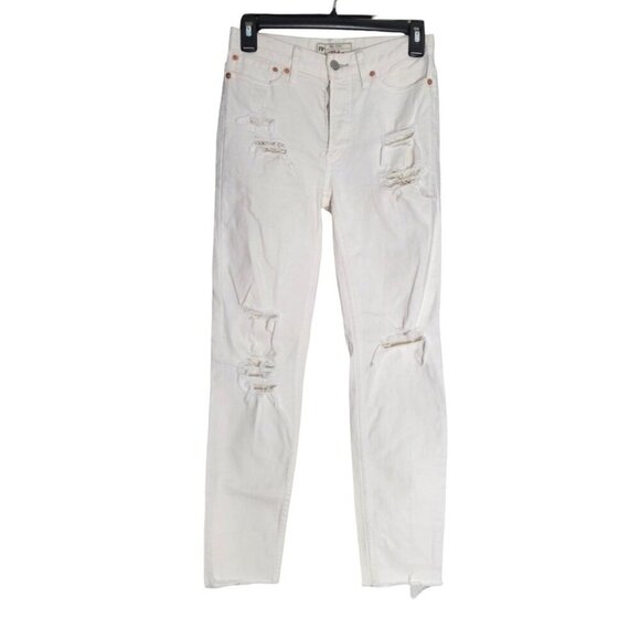 Free People Denim - Women's - Free People Distressed Straight Leg Jeans, Size 24
